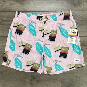 Duvin Design 6” Lined Swim Trunks Vintage Lawn‎ Chair Pink Green Size XL